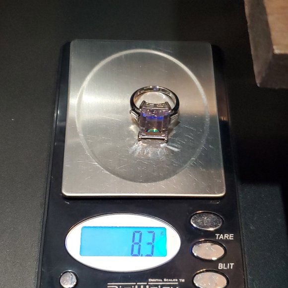 Size 8.25 925 Sterling Silver Large Rectangle Cubic Zirconia Gem Ring - Picture 8 of 8